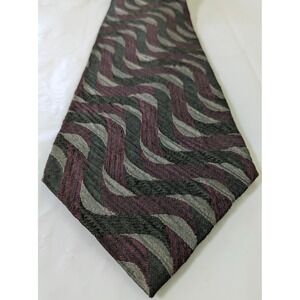 Vintage Modules Silk Tie Art Deco Textured Wave Geometric Made Japan 57 x 4